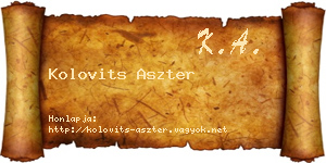 Kolovits Aszter névjegykártya